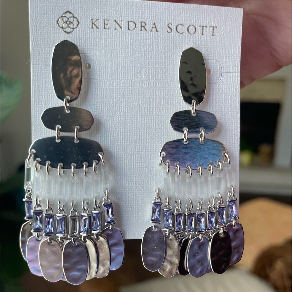 Kendra Scott silver earrings with purple stones